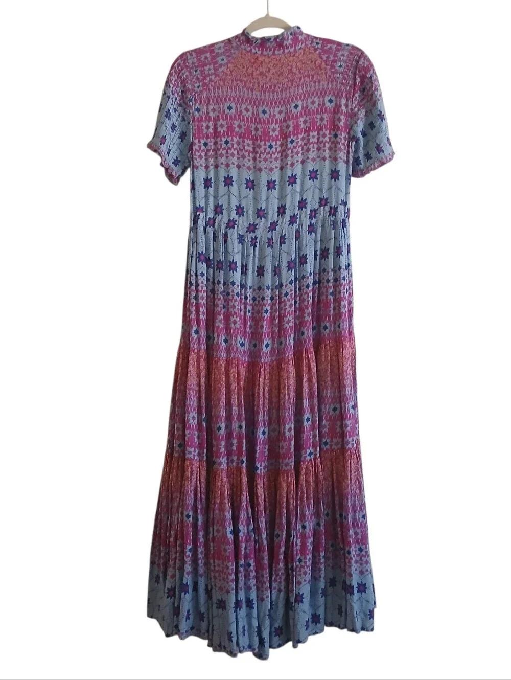 FREE PEOPLE Rare Feelings Prairie Maxi Dress Women's XS Ruffle Pleated Boho